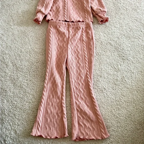 Pink Knit Two-Piece Set - Cable Texture - Picture 2 of 7
